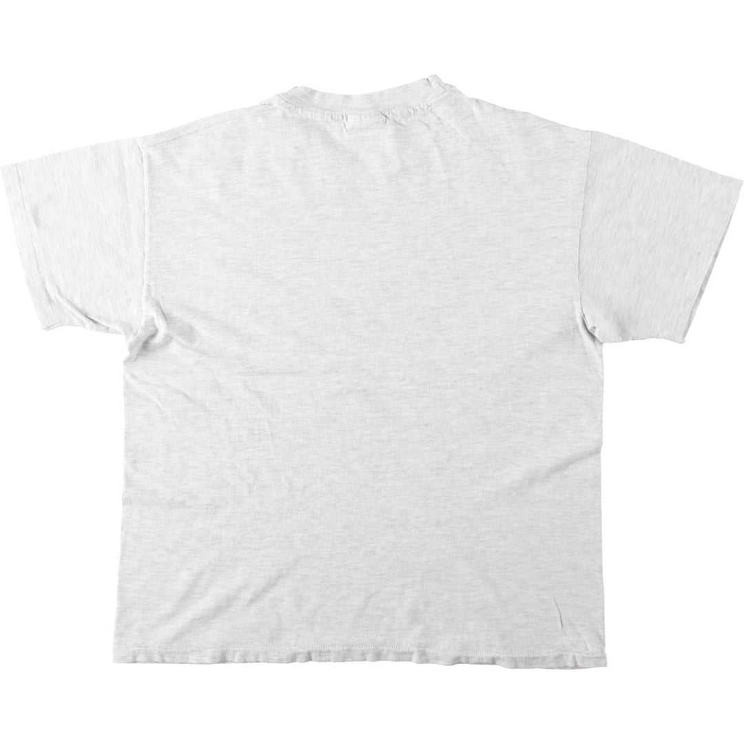 90'S Hanes BEEFY-T Printed T-shirt, Made in USA, Men's L size, Vintage cotton gray type Vintage Second Hand