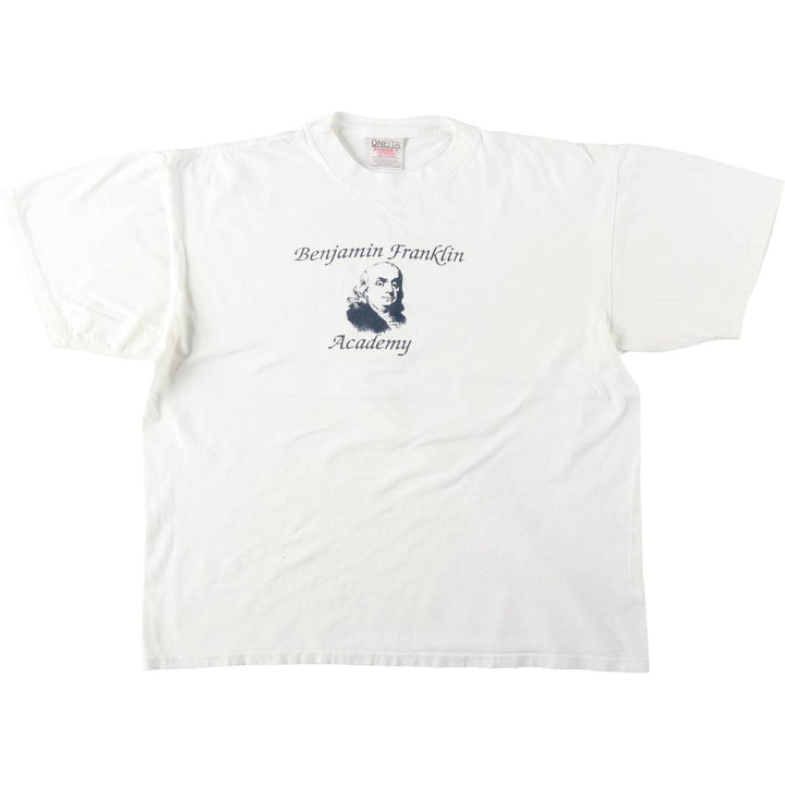 90'S ONEITA POWER-T Printed T-shirt Made in USA Men's XL Vintage cotton white type Vintage Second Hand