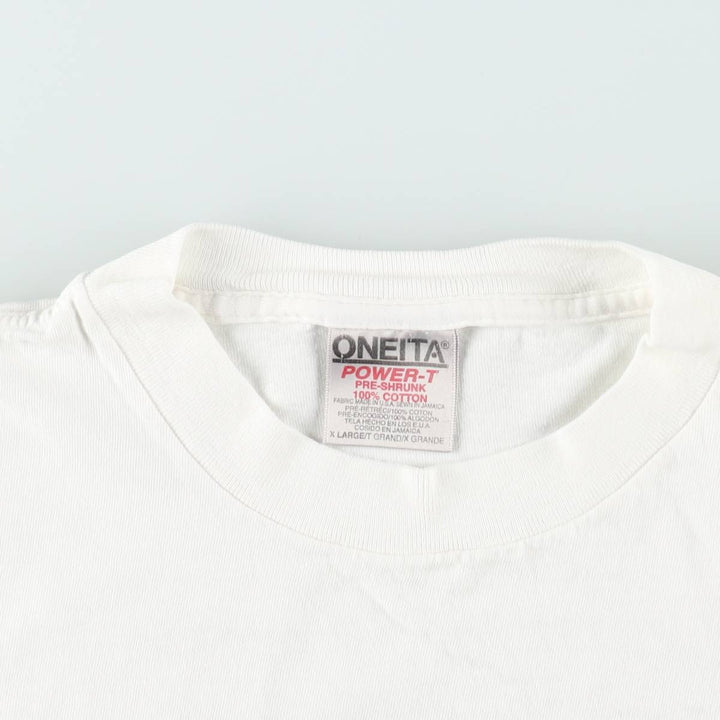 90'S ONEITA POWER-T Printed T-shirt Made in USA Men's XL Vintage cotton white type Vintage Second Hand