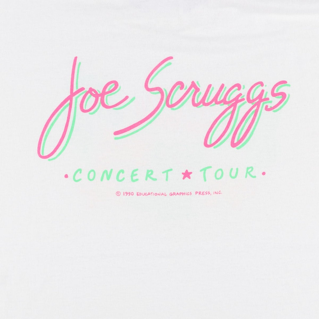 80'S Hanes Joe Scruggs Blue Tag Band T-Shirt, Made in USA, Men's XL equivalent. cotton white type Vintage Second Hand