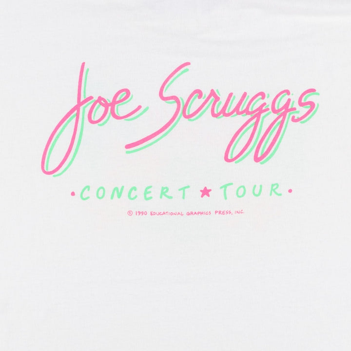 80'S Hanes Joe Scruggs Blue Tag Band T-Shirt, Made in USA, Men's XL equivalent. cotton white type Vintage Second Hand