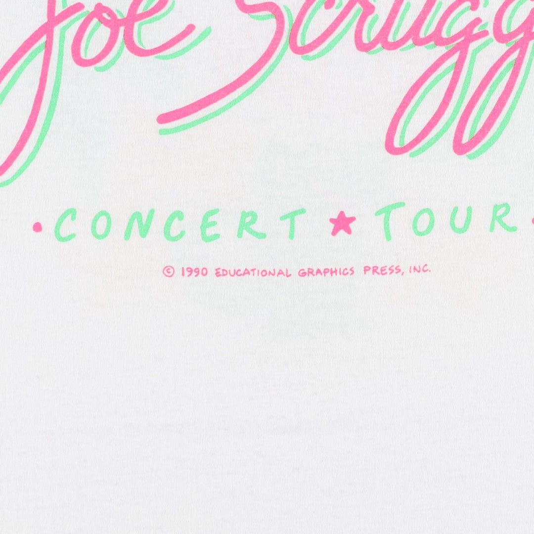 80'S Hanes Joe Scruggs Blue Tag Band T-Shirt, Made in USA, Men's XL equivalent. cotton white type Vintage Second Hand