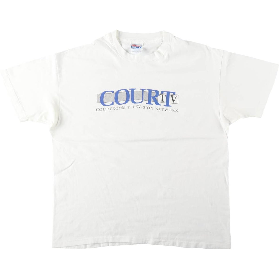 90'S Hanes BEEFY-T Court TV Advertising T-Shirt, XL (46-48), equivalent to men's XL, Vintage. cotton white type Vintage Second Hand