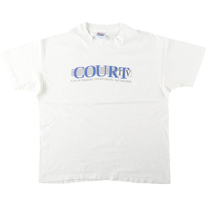 90'S Hanes BEEFY-T Court TV Advertising T-Shirt, XL (46-48), equivalent to men's XL, Vintage. cotton white type Vintage Second Hand