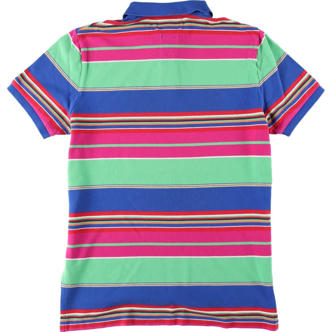 Ralph Lauren POLO by Ralph Lauren CUSTOM FIT Multi-stripe Short-Sleeve Polo Shirt, Men's Size XL (approx.) cotton green type yellow green Vintage Second Hand