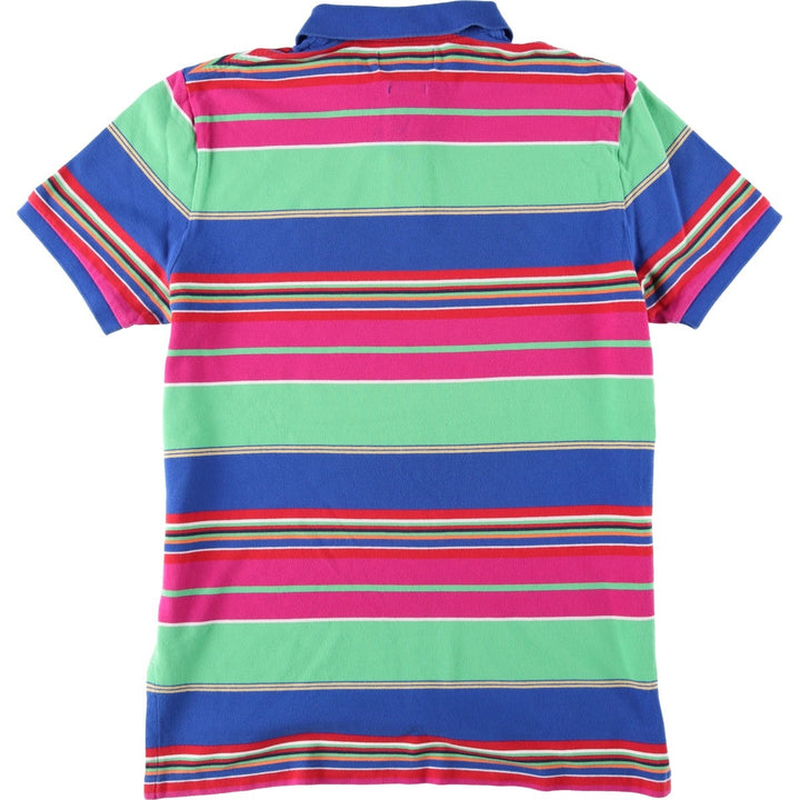 Ralph Lauren POLO by Ralph Lauren CUSTOM FIT Multi-stripe Short-Sleeve Polo Shirt, Men's Size XL (approx.) cotton green type yellow green Vintage Second Hand