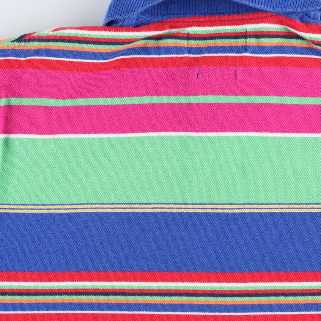 Ralph Lauren POLO by Ralph Lauren CUSTOM FIT Multi-stripe Short-Sleeve Polo Shirt, Men's Size XL (approx.) cotton green type yellow green Vintage Second Hand
