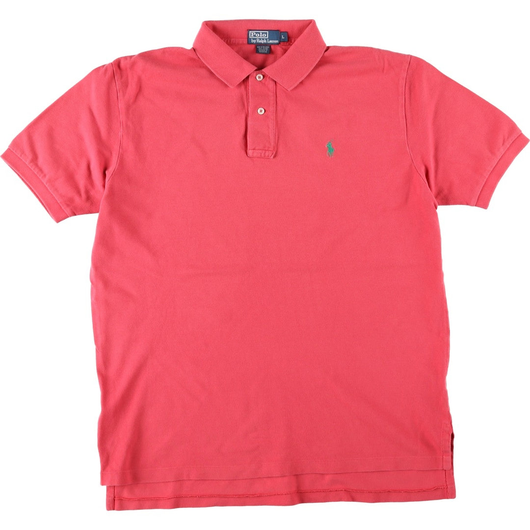 Ralph Lauren POLO by Ralph Lauren short sleeve polo shirt, men's size L cotton coral Vintage Second Hand