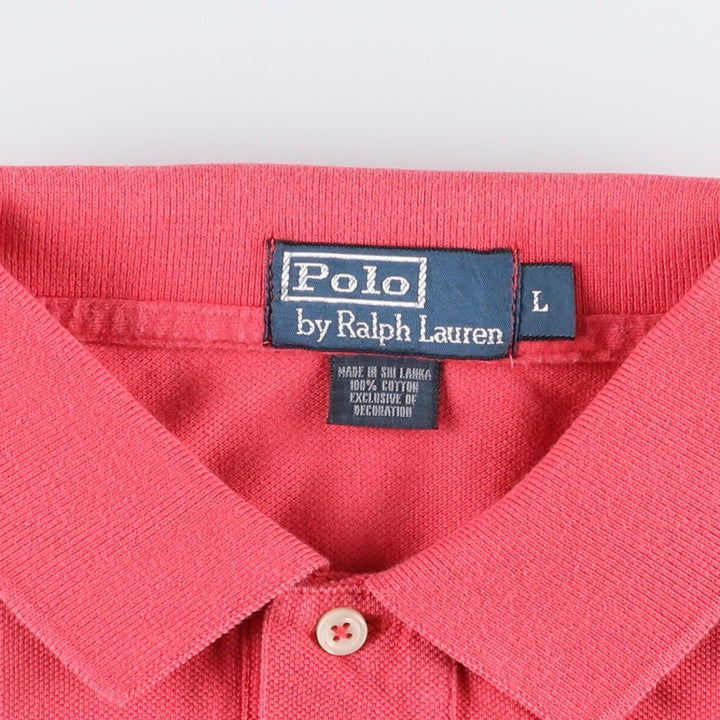 Ralph Lauren POLO by Ralph Lauren short sleeve polo shirt, men's size L cotton coral Vintage Second Hand