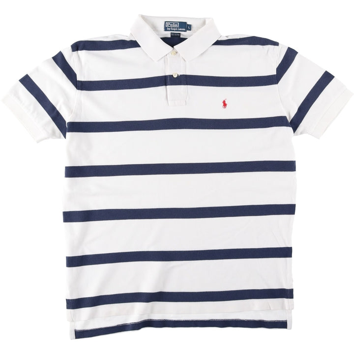 Ralph Lauren POLO by Ralph Lauren short sleeve striped polo shirt, men's size L cotton white type Vintage Second Hand