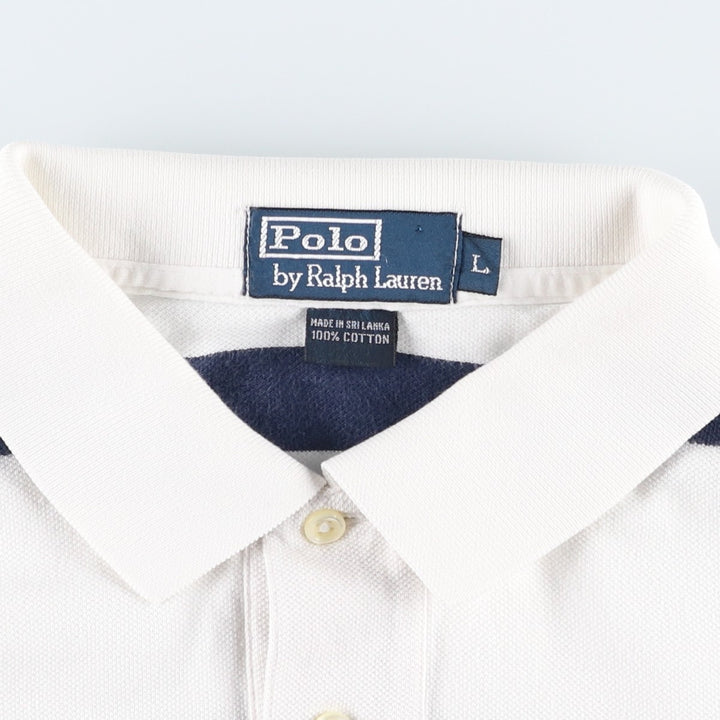 Ralph Lauren POLO by Ralph Lauren short sleeve striped polo shirt, men's size L cotton white type Vintage Second Hand