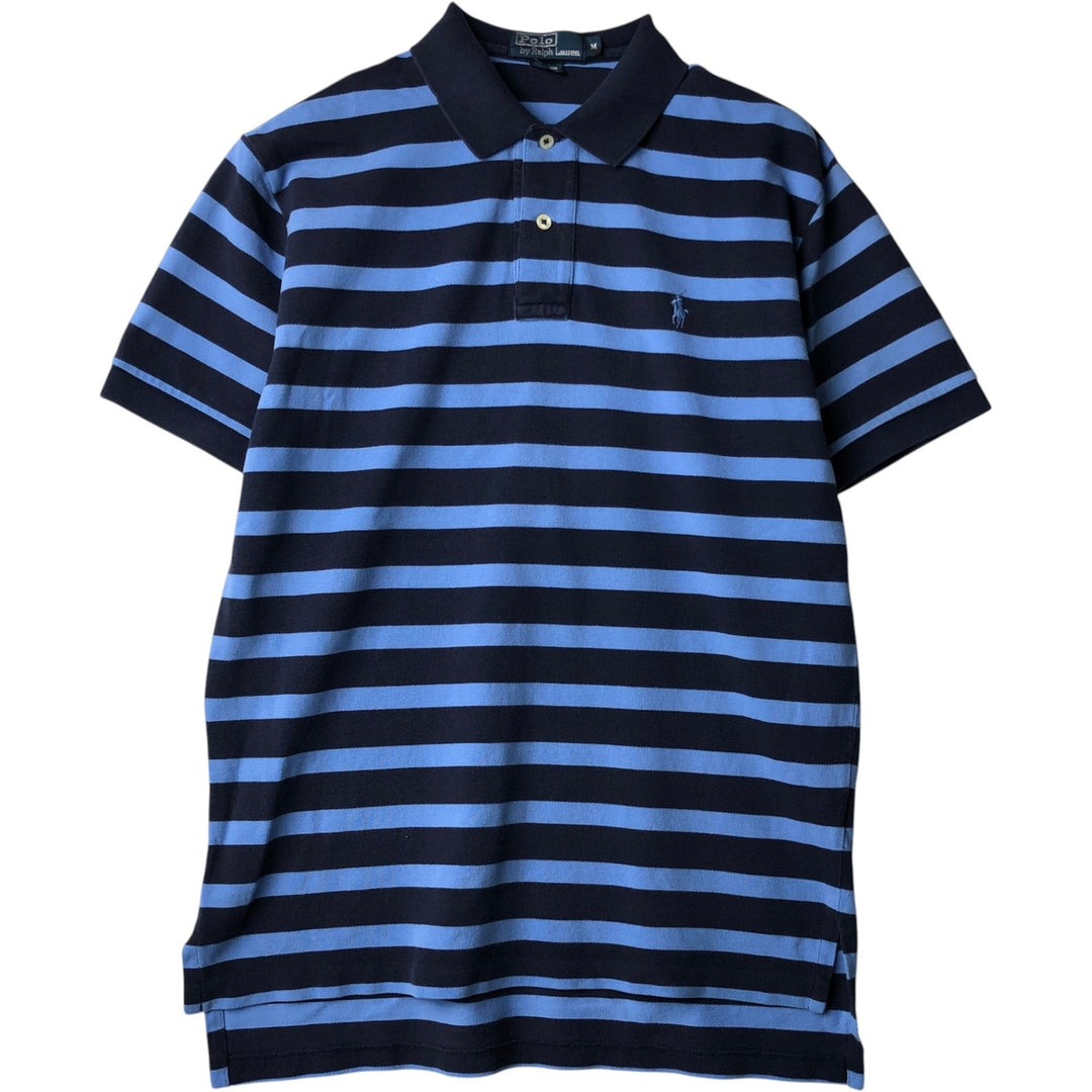 Ralph Lauren POLO by Ralph Lauren CUSTOM FIT Multi-border short sleeve border polo shirt Men's M size cotton navy blue type Vintage Second Hand
