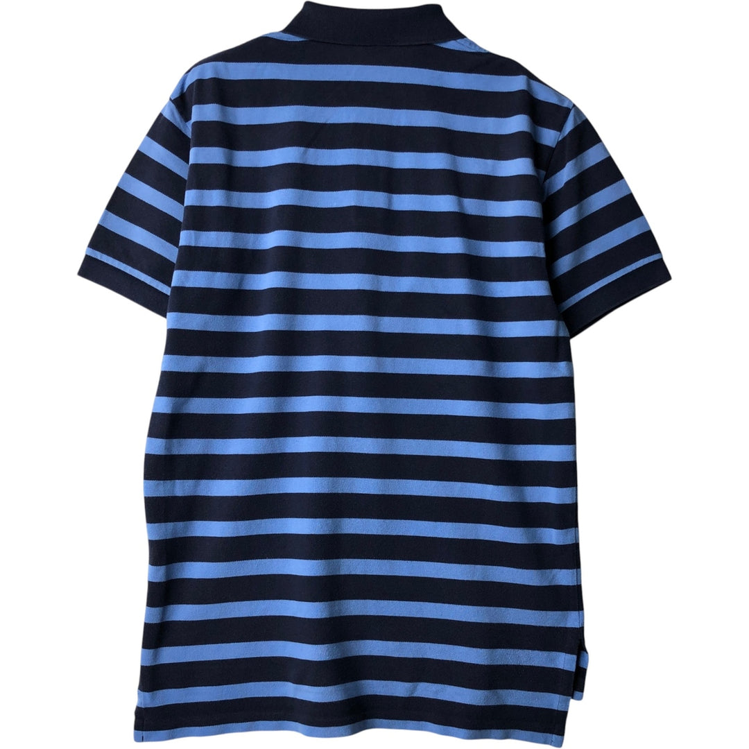 Ralph Lauren POLO by Ralph Lauren CUSTOM FIT Multi-border short sleeve border polo shirt Men's M size cotton navy blue type Vintage Second Hand