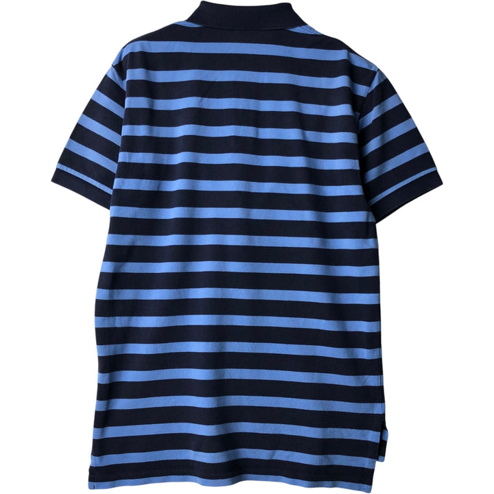 Ralph Lauren POLO by Ralph Lauren CUSTOM FIT Multi-border short sleeve border polo shirt Men's M size cotton navy blue type Vintage Second Hand