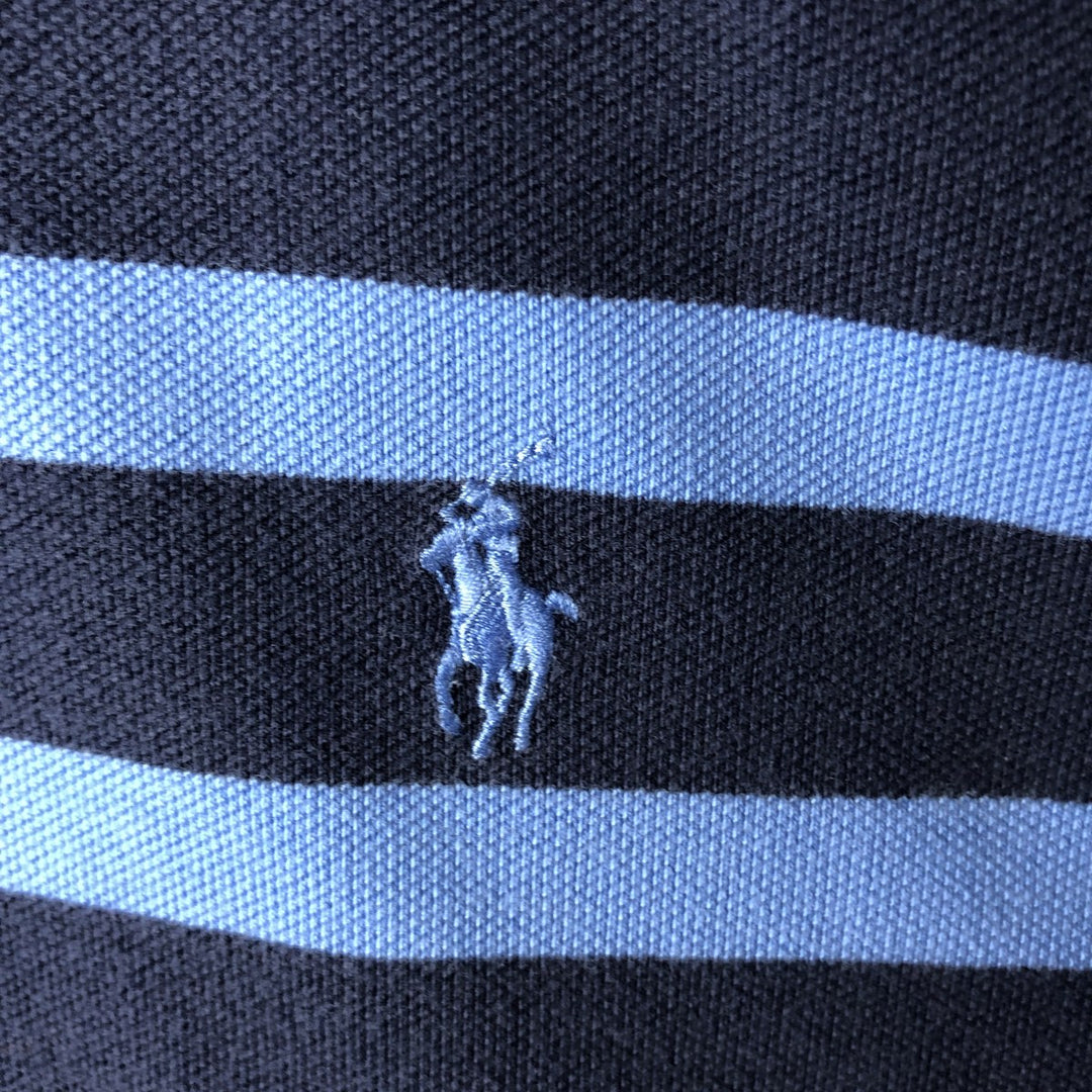 Ralph Lauren POLO by Ralph Lauren CUSTOM FIT Multi-border short sleeve border polo shirt Men's M size cotton navy blue type Vintage Second Hand