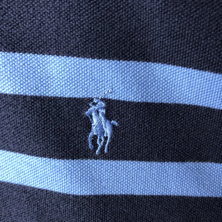 Ralph Lauren POLO by Ralph Lauren CUSTOM FIT Multi-border short sleeve border polo shirt Men's M size cotton navy blue type Vintage Second Hand