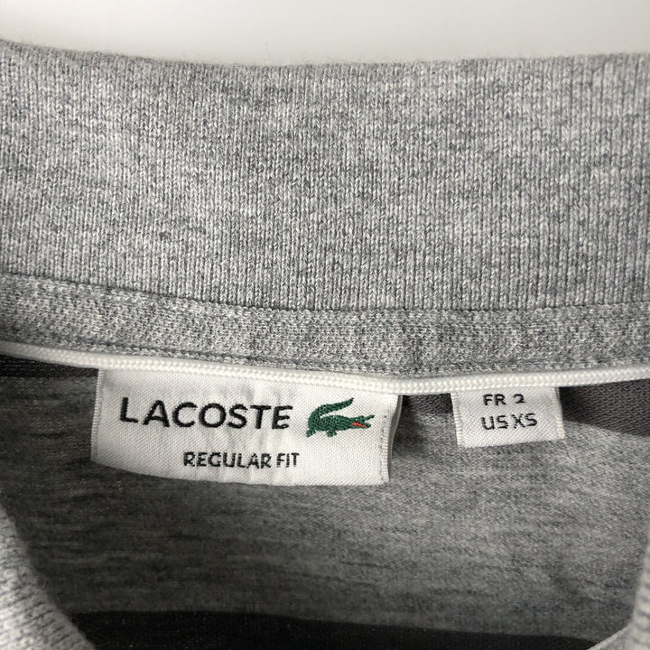 Lacoste Regular Fit Short-Sleeve Striped Polo Shirt, Men's Size XS (approx.) cotton gray type Vintage Second Hand