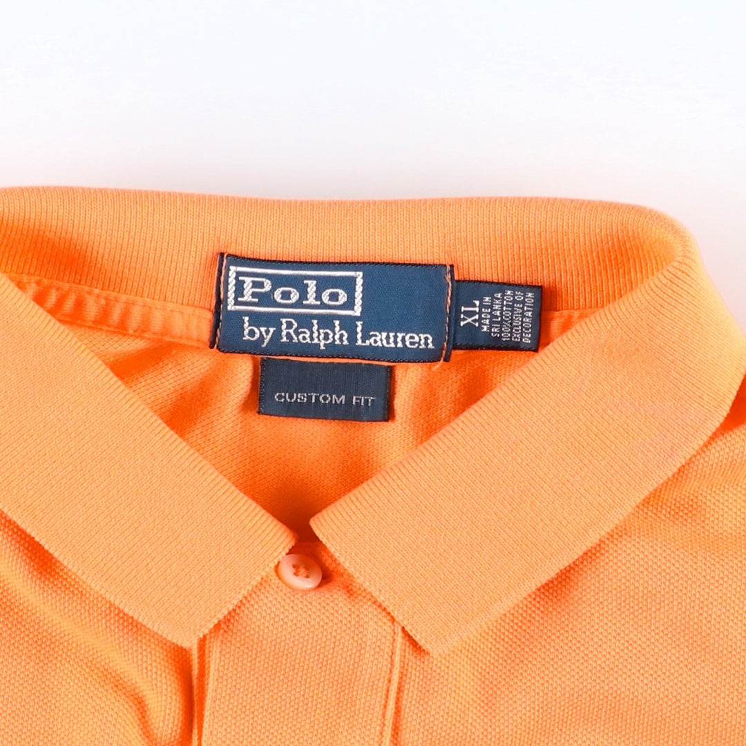 Ralph Lauren POLO by Ralph Lauren CUSTOM FIT short sleeve polo shirt, men's XL size cotton orange type Vintage Second Hand