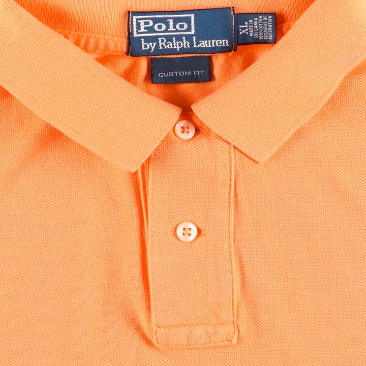 Ralph Lauren POLO by Ralph Lauren CUSTOM FIT short sleeve polo shirt, men's XL size cotton orange type Vintage Second Hand