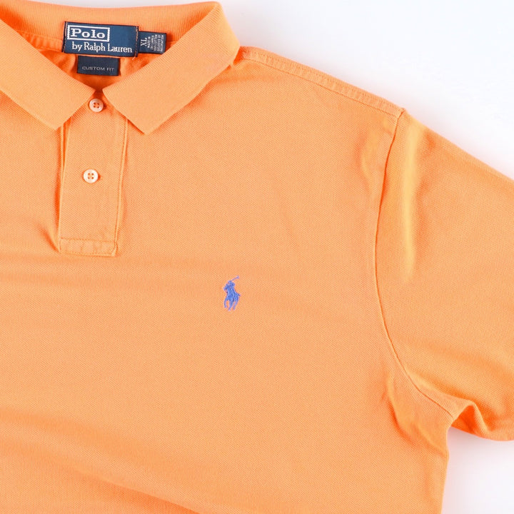 Ralph Lauren POLO by Ralph Lauren CUSTOM FIT short sleeve polo shirt, men's XL size cotton orange type Vintage Second Hand