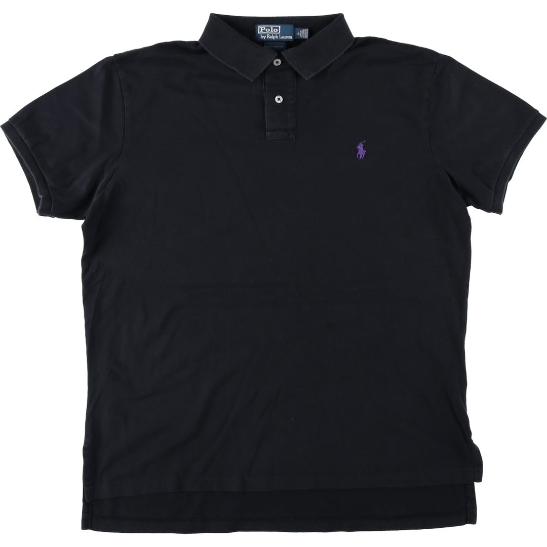 Ralph Lauren POLO by Ralph Lauren CUSTOM FIT short sleeve polo shirt, men's size L cotton black type Vintage Second Hand