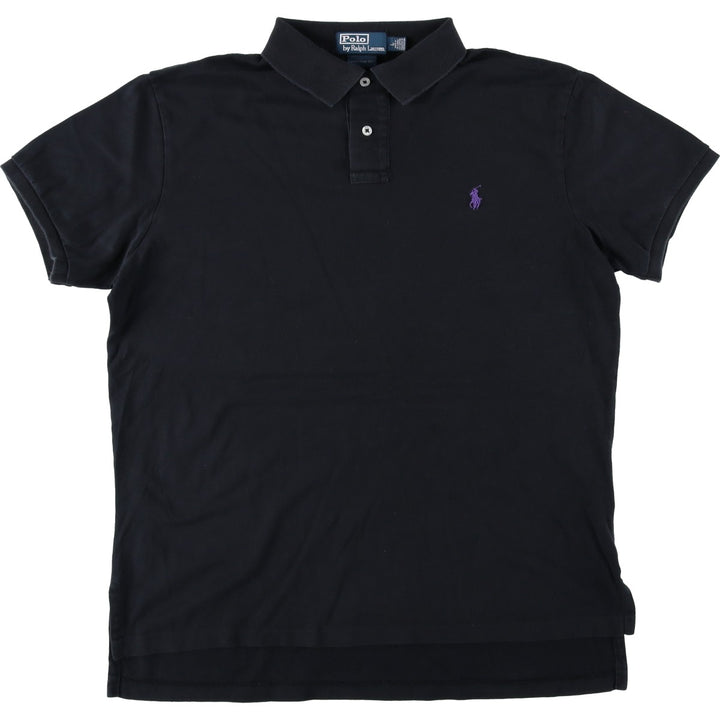 Ralph Lauren POLO by Ralph Lauren CUSTOM FIT short sleeve polo shirt, men's size L cotton black type Vintage Second Hand