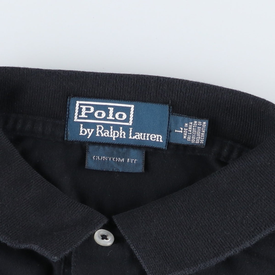 Ralph Lauren POLO by Ralph Lauren CUSTOM FIT short sleeve polo shirt, men's size L cotton black type Vintage Second Hand