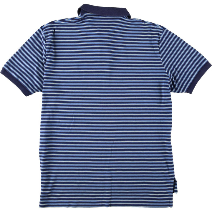 Ralph Lauren POLO by Ralph Lauren Multi-border short sleeve striped polo shirt Men's size L cotton navy blue type Vintage Second Hand