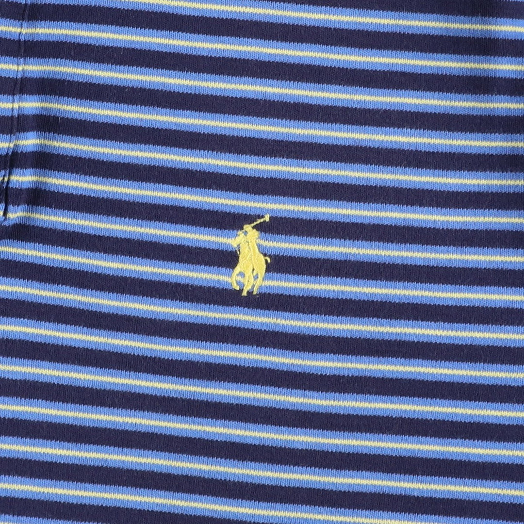 Ralph Lauren POLO by Ralph Lauren Multi-border short sleeve striped polo shirt Men's size L cotton navy blue type Vintage Second Hand