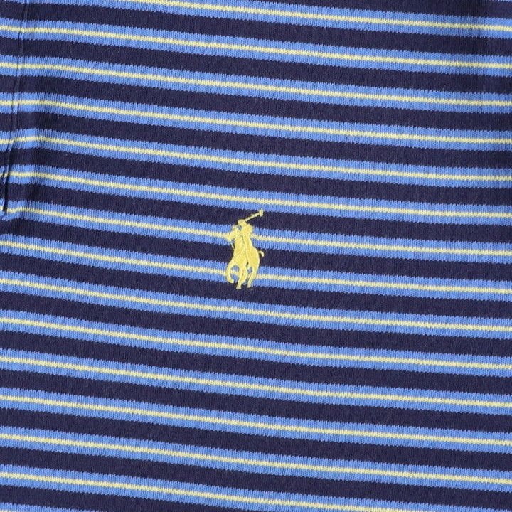 Ralph Lauren POLO by Ralph Lauren Multi-border short sleeve striped polo shirt Men's size L cotton navy blue type Vintage Second Hand