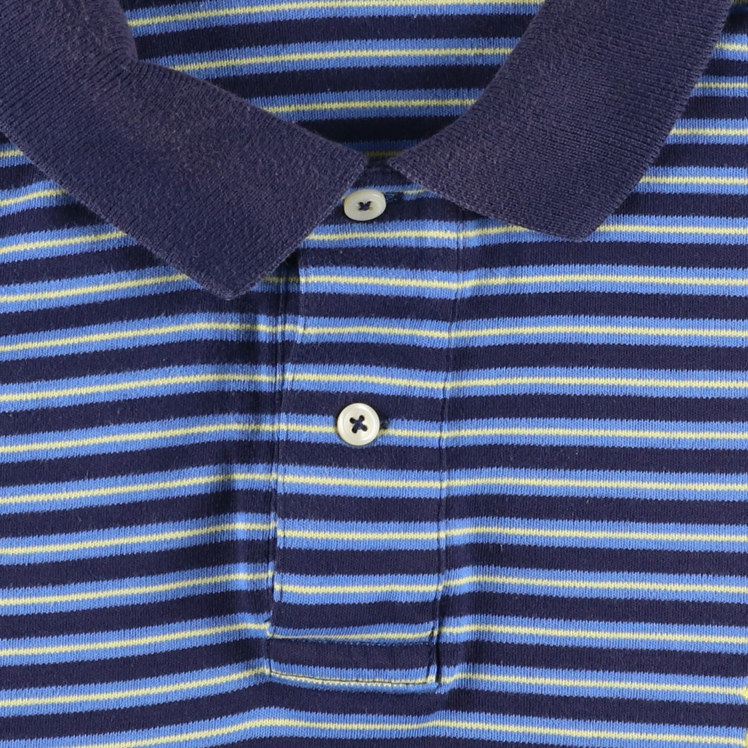 Ralph Lauren POLO by Ralph Lauren Multi-border short sleeve striped polo shirt Men's size L cotton navy blue type Vintage Second Hand