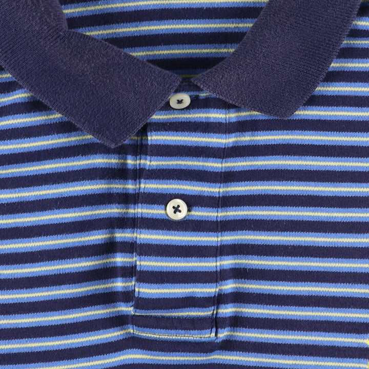 Ralph Lauren POLO by Ralph Lauren Multi-border short sleeve striped polo shirt Men's size L cotton navy blue type Vintage Second Hand