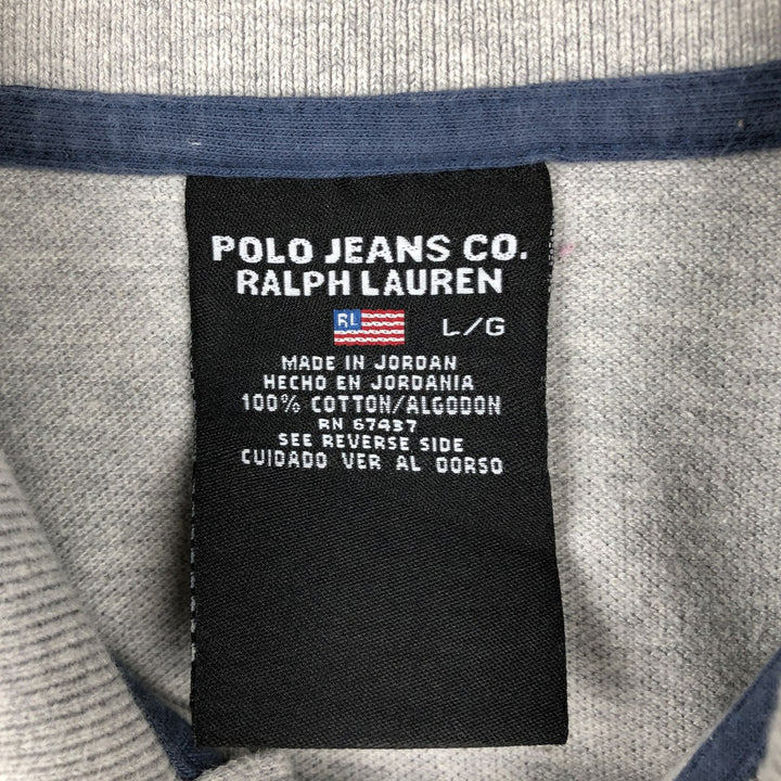 Ralph Lauren POLO JEANS COMPANY short sleeve polo shirt, men's size L cotton gray type Vintage Second Hand