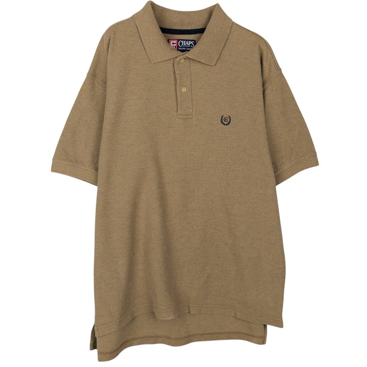 Ralph Lauren CHAPS Short-Sleeve Polo Shirt, Men's Size M (approx.) cotton Beige type Vintage Second Hand