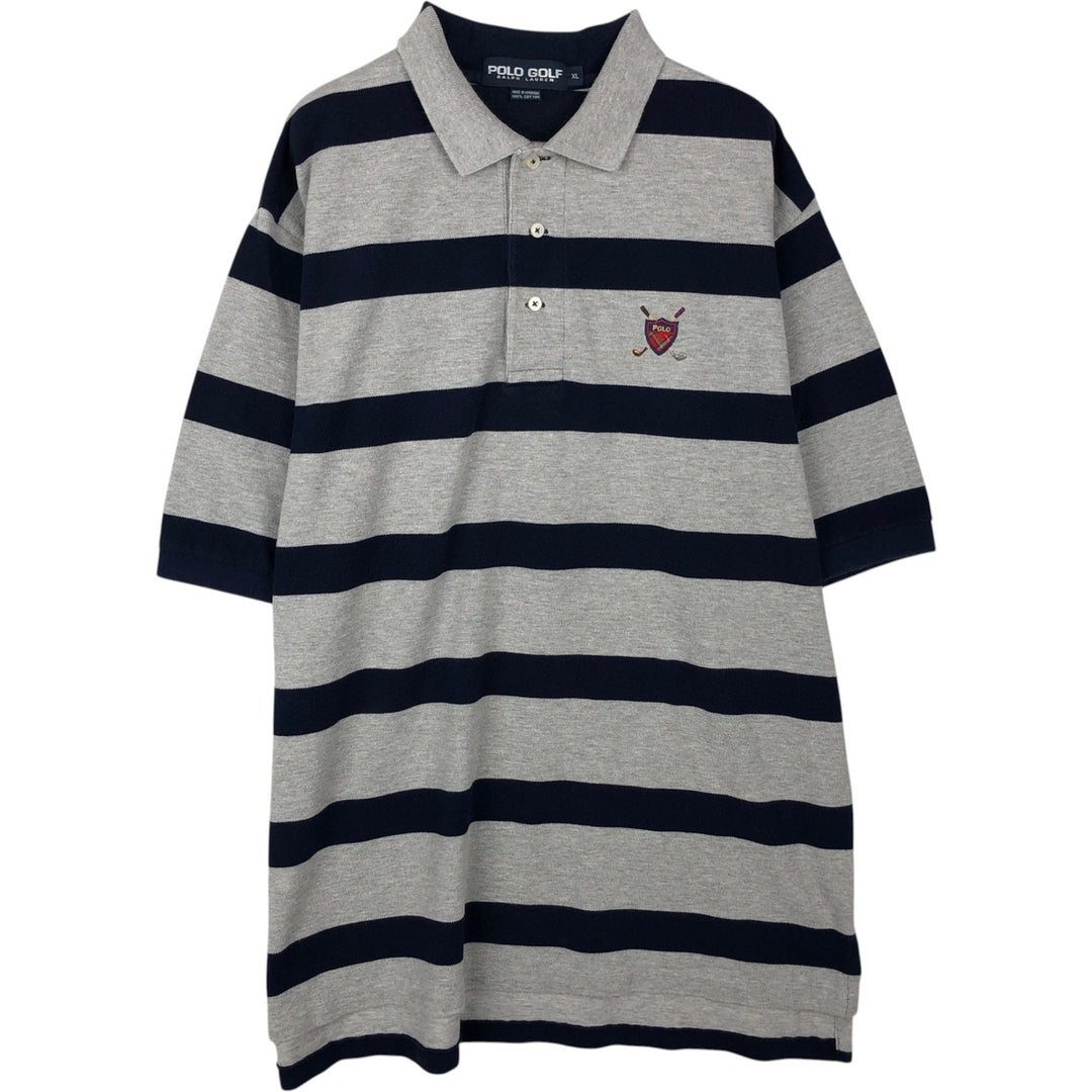 Ralph Lauren POLO GOLF Short Sleeve Striped Polo Shirt Men's XL cotton gray type Vintage Second Hand