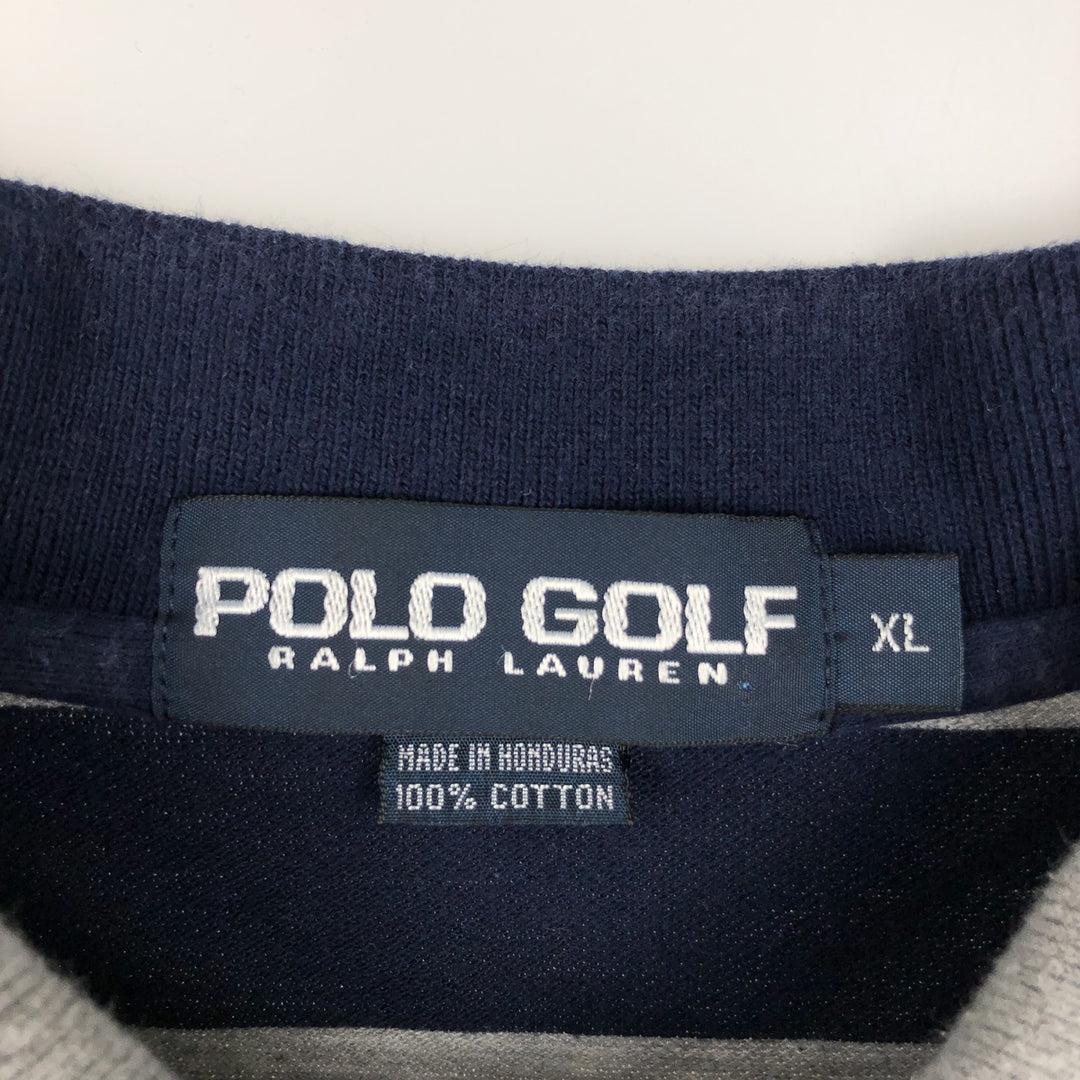 Ralph Lauren POLO GOLF Short Sleeve Striped Polo Shirt Men's XL cotton gray type Vintage Second Hand