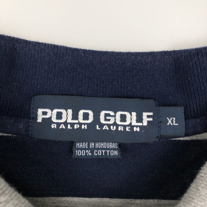 Ralph Lauren POLO GOLF Short Sleeve Striped Polo Shirt Men's XL cotton gray type Vintage Second Hand