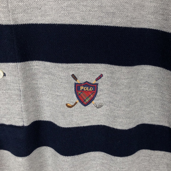 Ralph Lauren POLO GOLF Short Sleeve Striped Polo Shirt Men's XL cotton gray type Vintage Second Hand