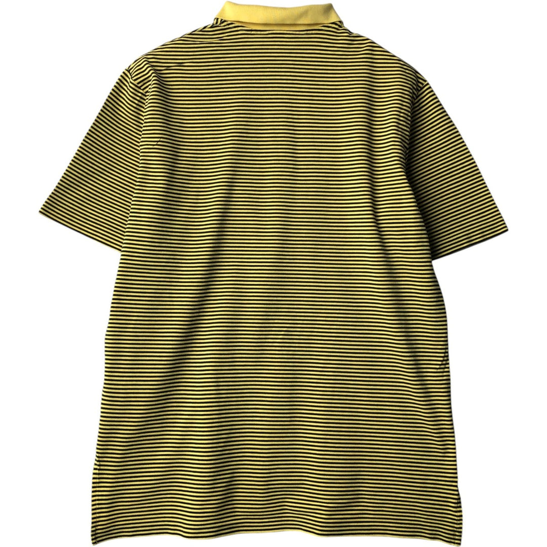Ralph Lauren POLO GOLF Multi-border short sleeve striped polo shirt, men's size L Pima Cotton lemon yellow Vintage Second Hand