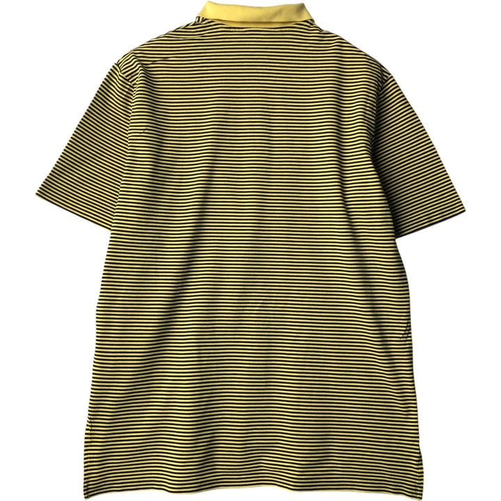 Ralph Lauren POLO GOLF Multi-border short sleeve striped polo shirt, men's size L Pima Cotton lemon yellow Vintage Second Hand