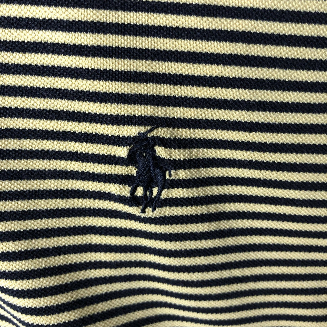 Ralph Lauren POLO GOLF Multi-border short sleeve striped polo shirt, men's size L Pima Cotton lemon yellow Vintage Second Hand