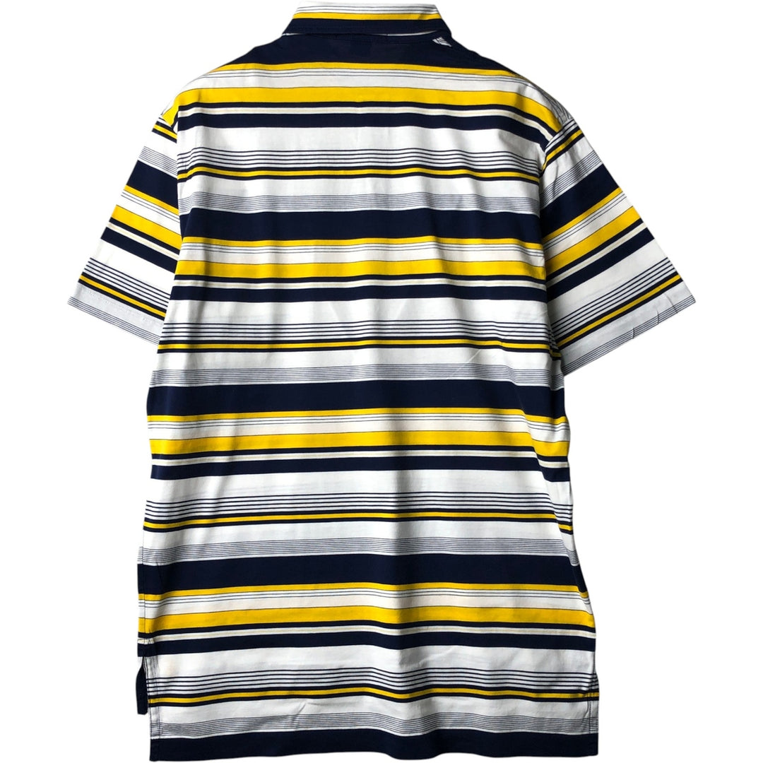 Ralph Lauren POLO by Ralph Lauren Multi-border short sleeve striped polo shirt Men's M size Pima Cotton yellow type Vintage Second Hand