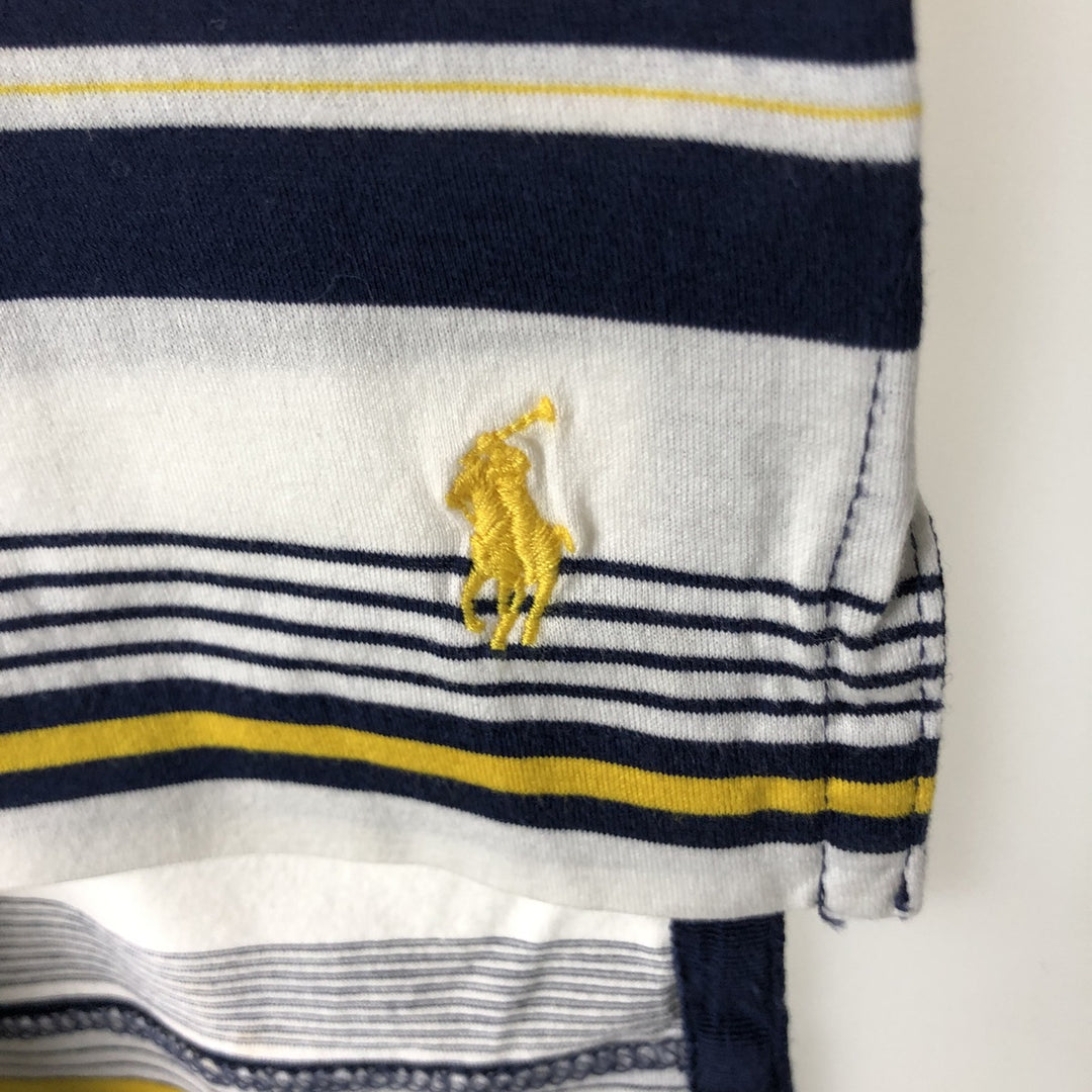 Ralph Lauren POLO by Ralph Lauren Multi-border short sleeve striped polo shirt Men's M size Pima Cotton yellow type Vintage Second Hand