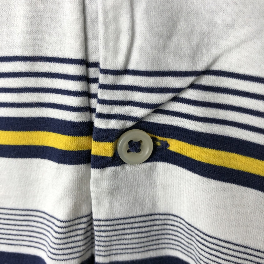 Ralph Lauren POLO by Ralph Lauren Multi-border short sleeve striped polo shirt Men's M size Pima Cotton yellow type Vintage Second Hand