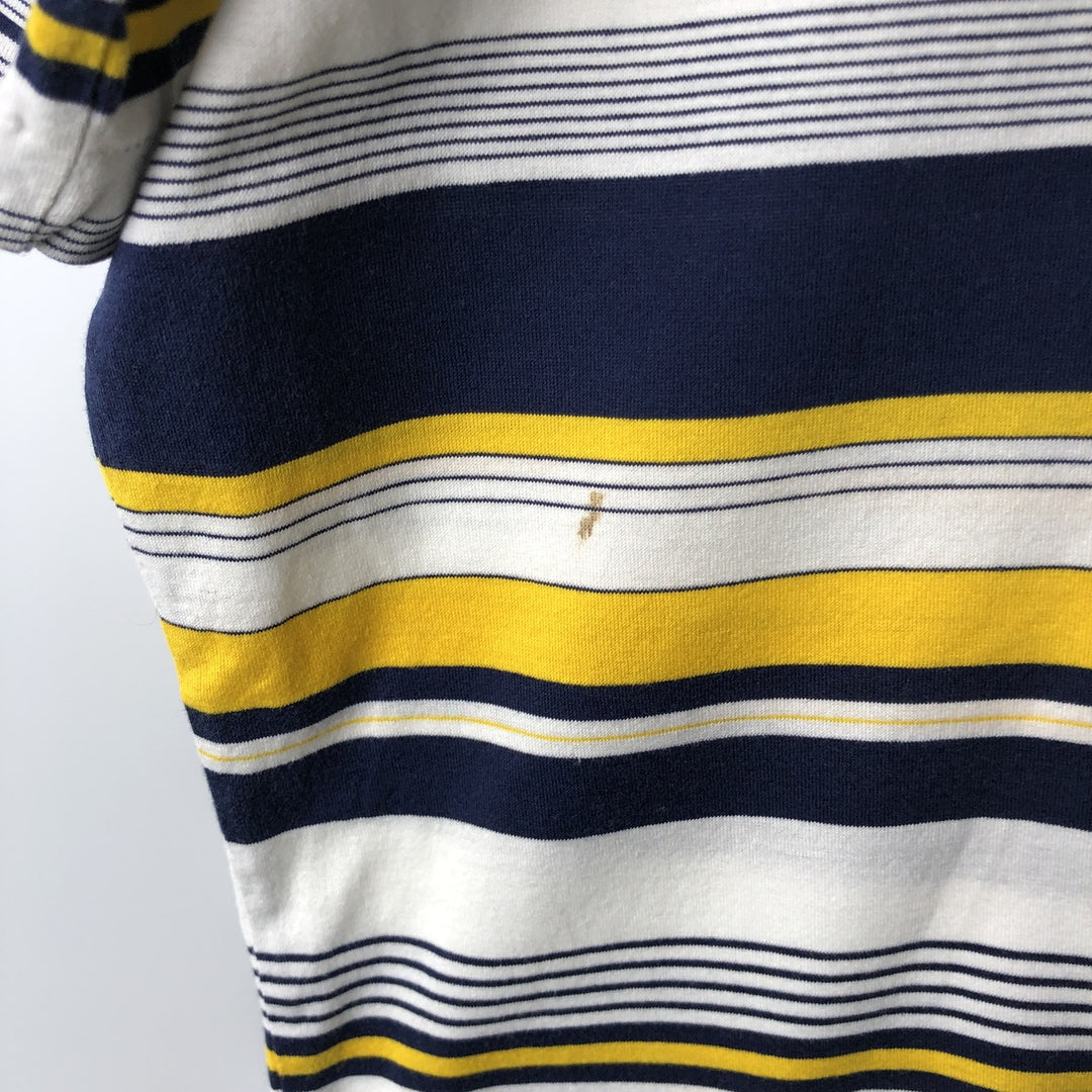 Ralph Lauren POLO by Ralph Lauren Multi-border short sleeve striped polo shirt Men's M size Pima Cotton yellow type Vintage Second Hand