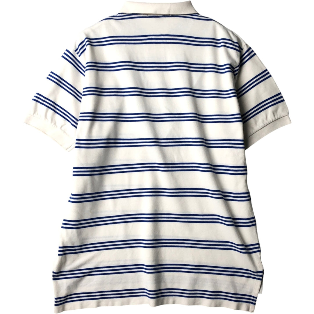 Ralph Lauren POLO by Ralph Lauren Multi-border short sleeve striped polo shirt Men's size L cotton white type Vintage Second Hand