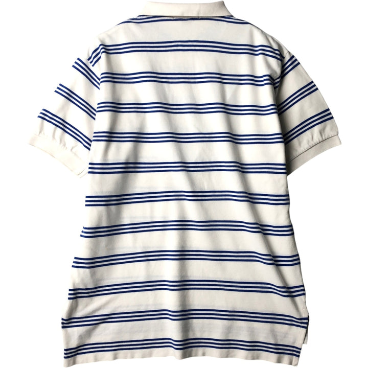 Ralph Lauren POLO by Ralph Lauren Multi-border short sleeve striped polo shirt Men's size L cotton white type Vintage Second Hand