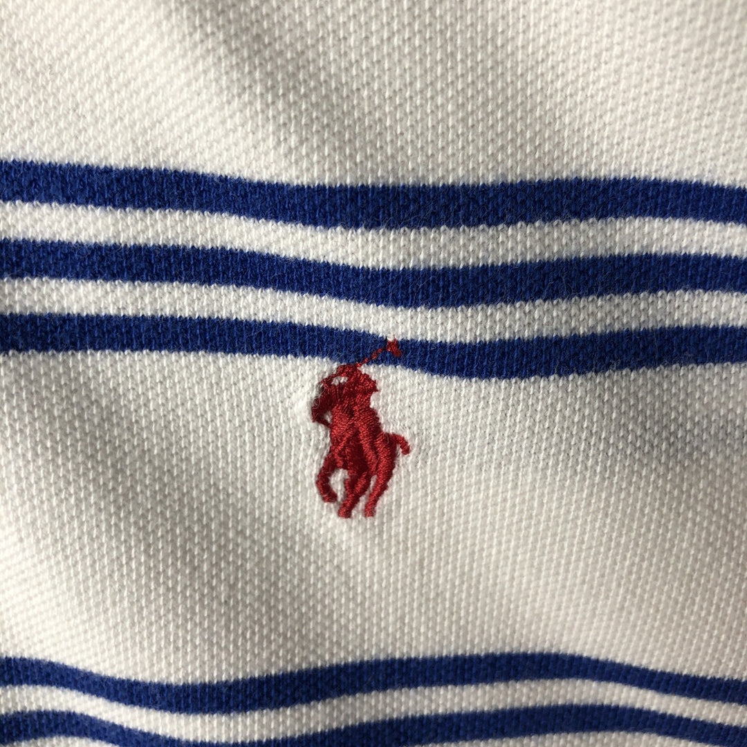 Ralph Lauren POLO by Ralph Lauren Multi-border short sleeve striped polo shirt Men's size L cotton white type Vintage Second Hand