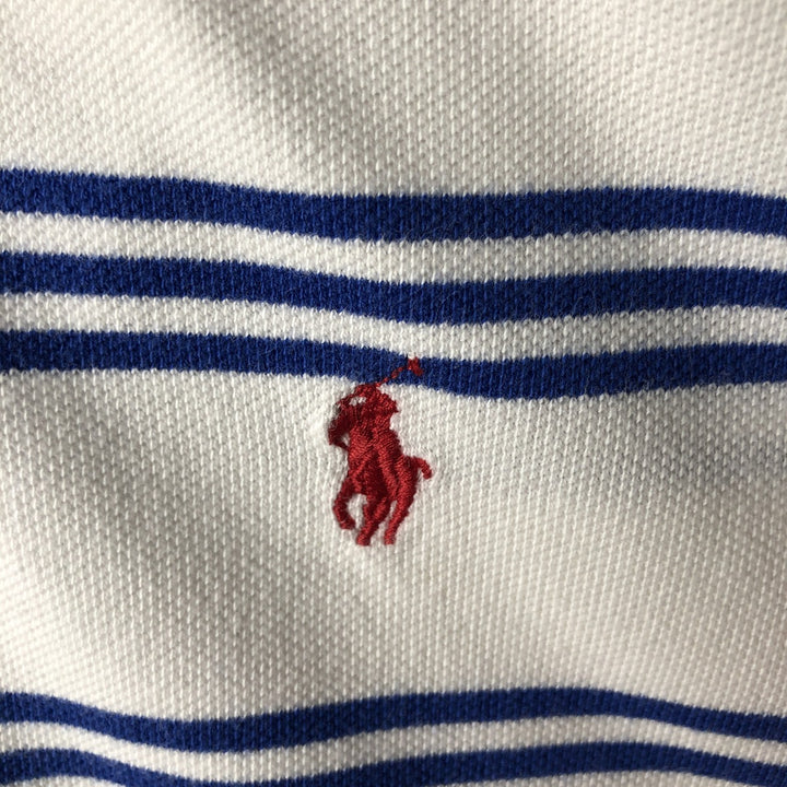 Ralph Lauren POLO by Ralph Lauren Multi-border short sleeve striped polo shirt Men's size L cotton white type Vintage Second Hand