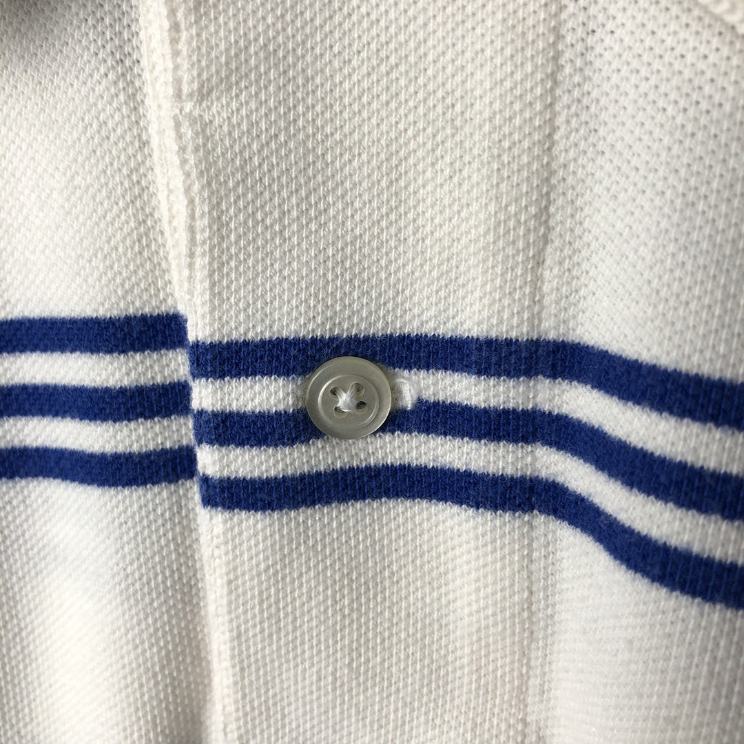 Ralph Lauren POLO by Ralph Lauren Multi-border short sleeve striped polo shirt Men's size L cotton white type Vintage Second Hand